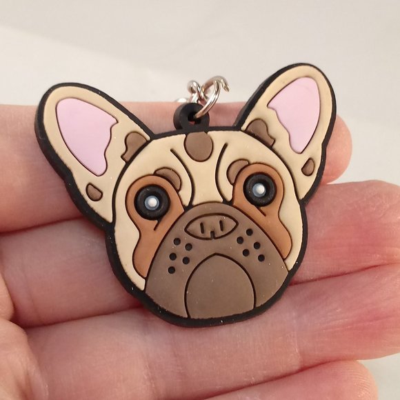 Chibi Other - New Silver Chibi French Bulldog Cartoon Anime Keychain Key Ring Party gift